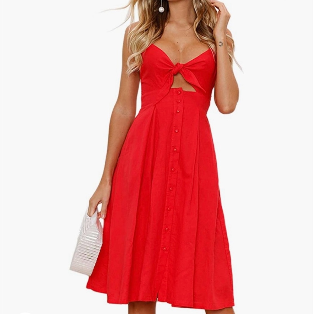 Vibrant Red Sleeveless Dress